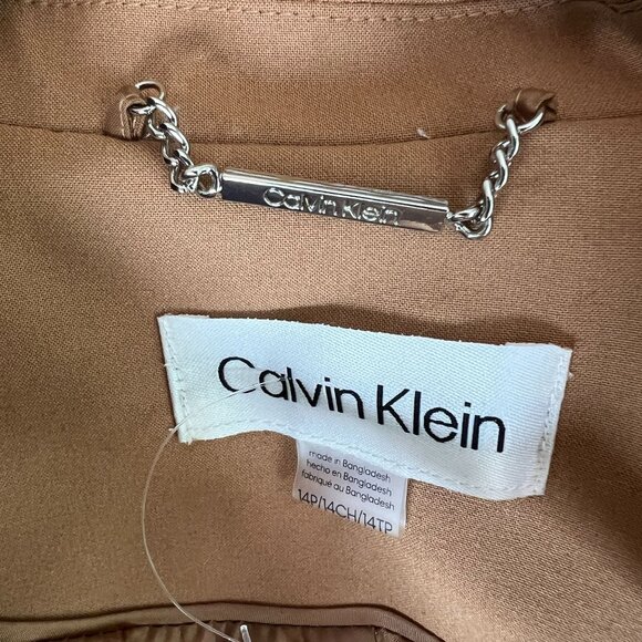 Calvin Klein Womens Infinite Stretch One Button Blazer Sz 14P in Tan - Picture 4 of 10